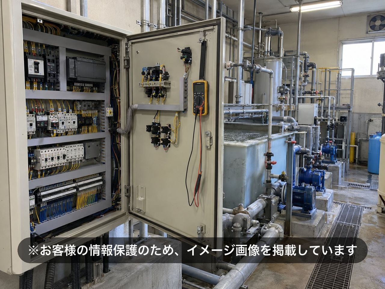 排水処理場制御盤の月次点検